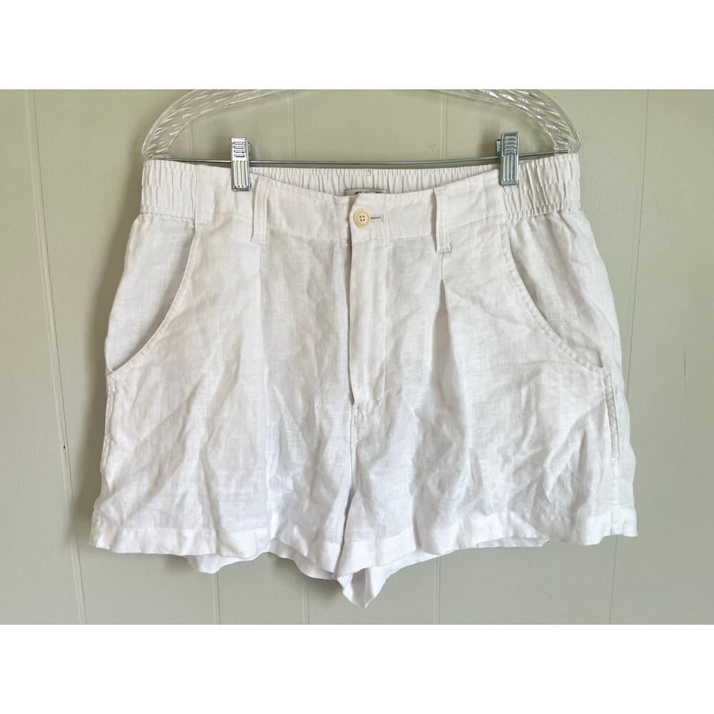 Madewell 100% Linen White Neale Shorts 12 Preppy Lagenlook Coastal Grandmother - Picture 16 of 16